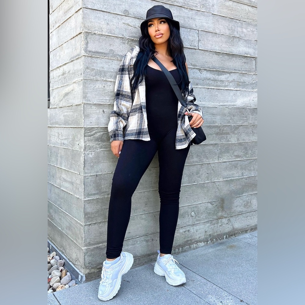 Never Leave You Plaid Shacket - Black/combo
